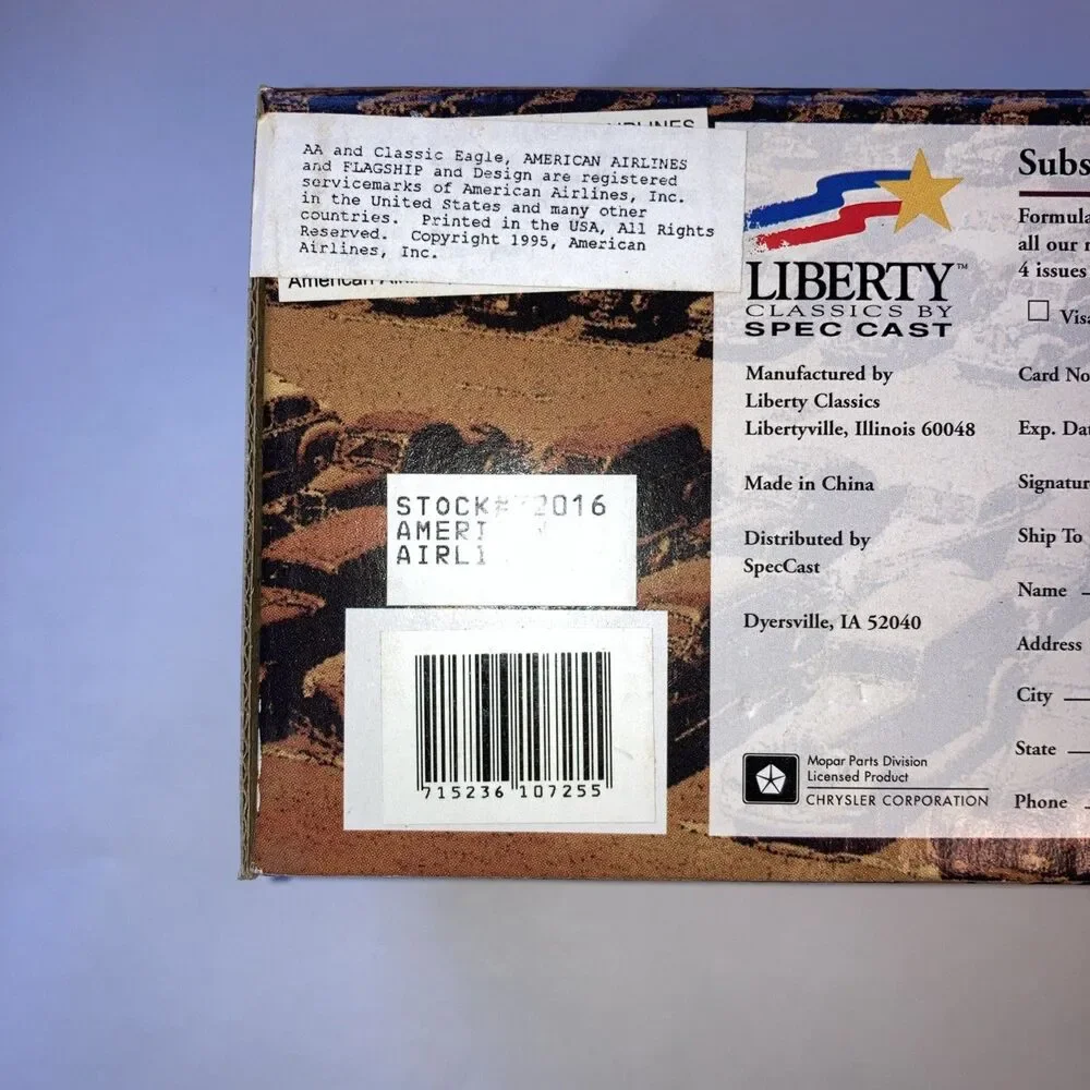American Airlines LIBERTY CLASSICS 1936 DODGE TANKER TRUCK 1:28 SPECCAST DIECAST